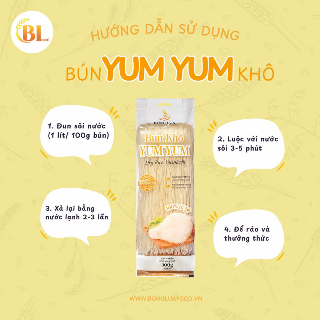 Hướng dẫn sử dụng Bún khô YUM YUM-Đặc sản Bình Định