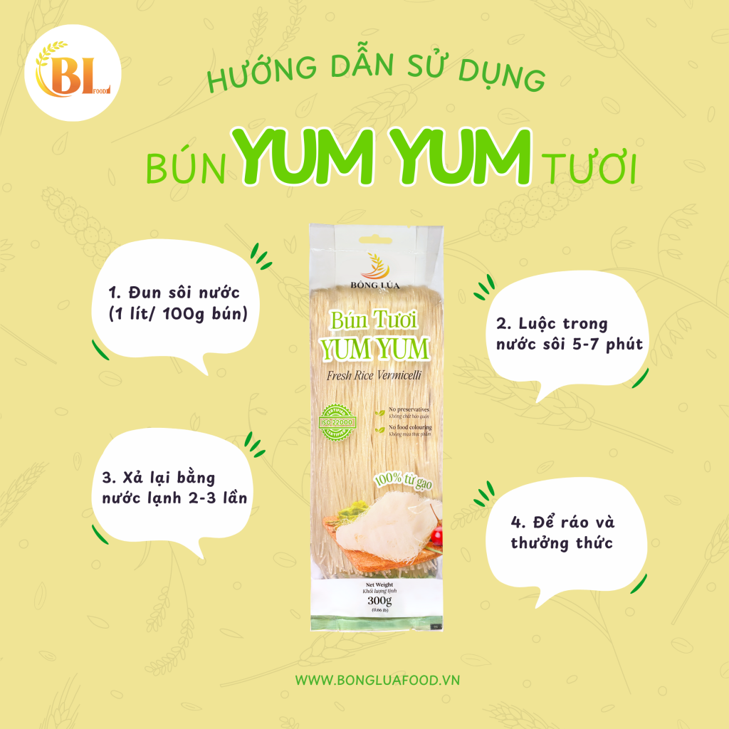 Hướng dẫn sử dụng Bún tươi YUM YUM-Đặc sản Bình Định